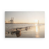Alu Dibond (matt) | Hamburg Elbufer Panorama Wandbild - ruhig und zeitlos