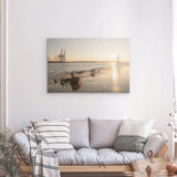 Alu Dibond (matt) | Hamburg Elbufer Panorama Wandbild - ruhig und zeitlos