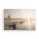 Acrylglas auf Alu-Dibond | Hamburg Elbufer Panorama Wandbild - ruhig und zeitlos