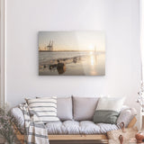 Acrylglas auf Alu-Dibond | Hamburg Elbufer Panorama Wandbild - ruhig und zeitlos