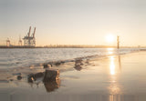 Leinwand (gerahmt) | Hamburg Elbufer Panorama Wandbild - ruhig und zeitlos