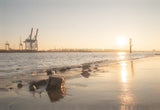 Leinwand (gerahmt) | Hamburg Elbufer Panorama Wandbild - ruhig und zeitlos