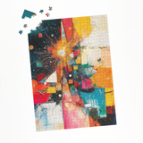 Puzzle | Sternsprung im Farbraum - Abstraktes Weihnachtsbild in leuchtenden Tönen